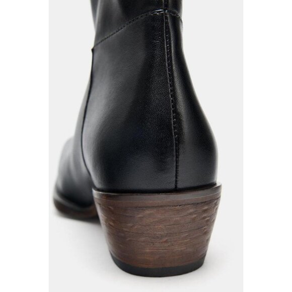 ZARA LEATHER COWBOY ANKLE BOOTS - Picture 8 of 9